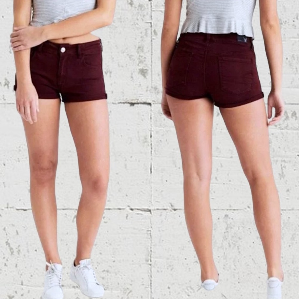 American Eagle Outfitters Hi-Rise Shortie Super Stretch Cut-off Denim Shorts
